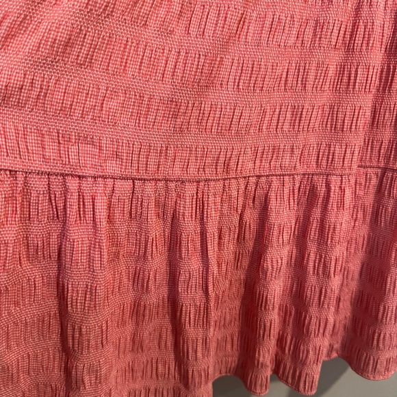 THML red gingham smocked tiered midi dress w/ tie straps relaxed fit XS - Picture 4 of 6